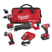 MILWAUKEE M18 FUEL 18V Brushless 1/2 in. Hammer Drill/Impact Driver  (4 Tool) COMBO KIT