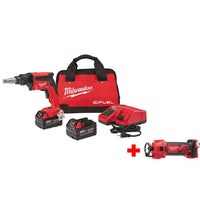 MILWAUKEE M18 FUEL 18V Brushless Drywall Screw Gun, 5 AMP BATTERY XC COMBO KIT w/M18 Cut Out Tool